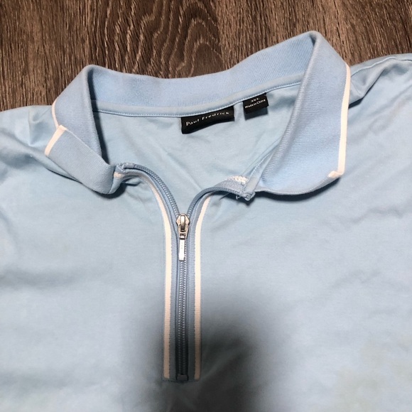 Paul Fredrick Men's 3XL Light Blue Quarter-Zip Polo Shirt - Picture 6 of 11